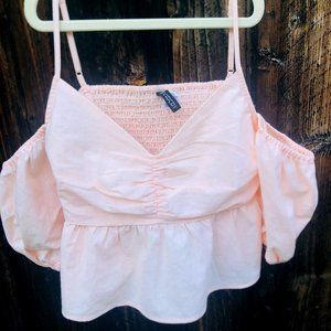 H&M Light Pink Shirt With Ruffles - Brand New - Good Price